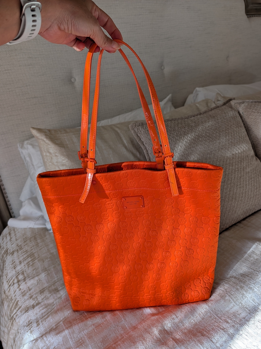 Michael kors - Orange Textured Tote Bag with Double Straps
